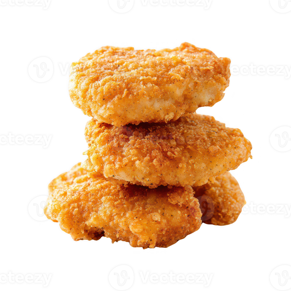 Delicious golden-brown chicken nuggets stacked, perfect for any meal or snack. png