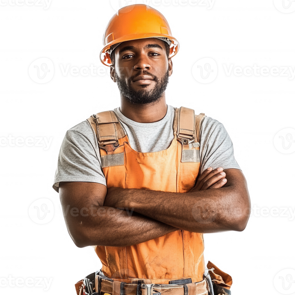 Confident construction worker in safety gear, ready for site challenges. png