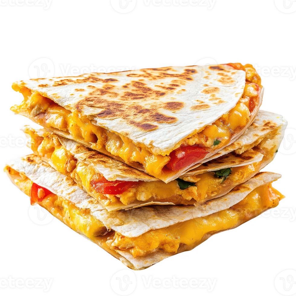 Deliciously cheesy quesadillas stacked, perfect for a savory meal or snack. png