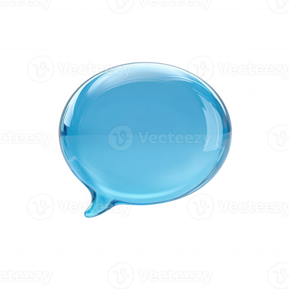 A modern blue speech bubble graphic symbolizing communication and dialogue. png
