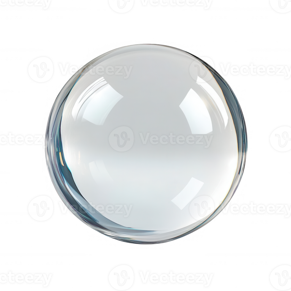 A realistic soap bubble reflecting light with soft reflections and shadows. png