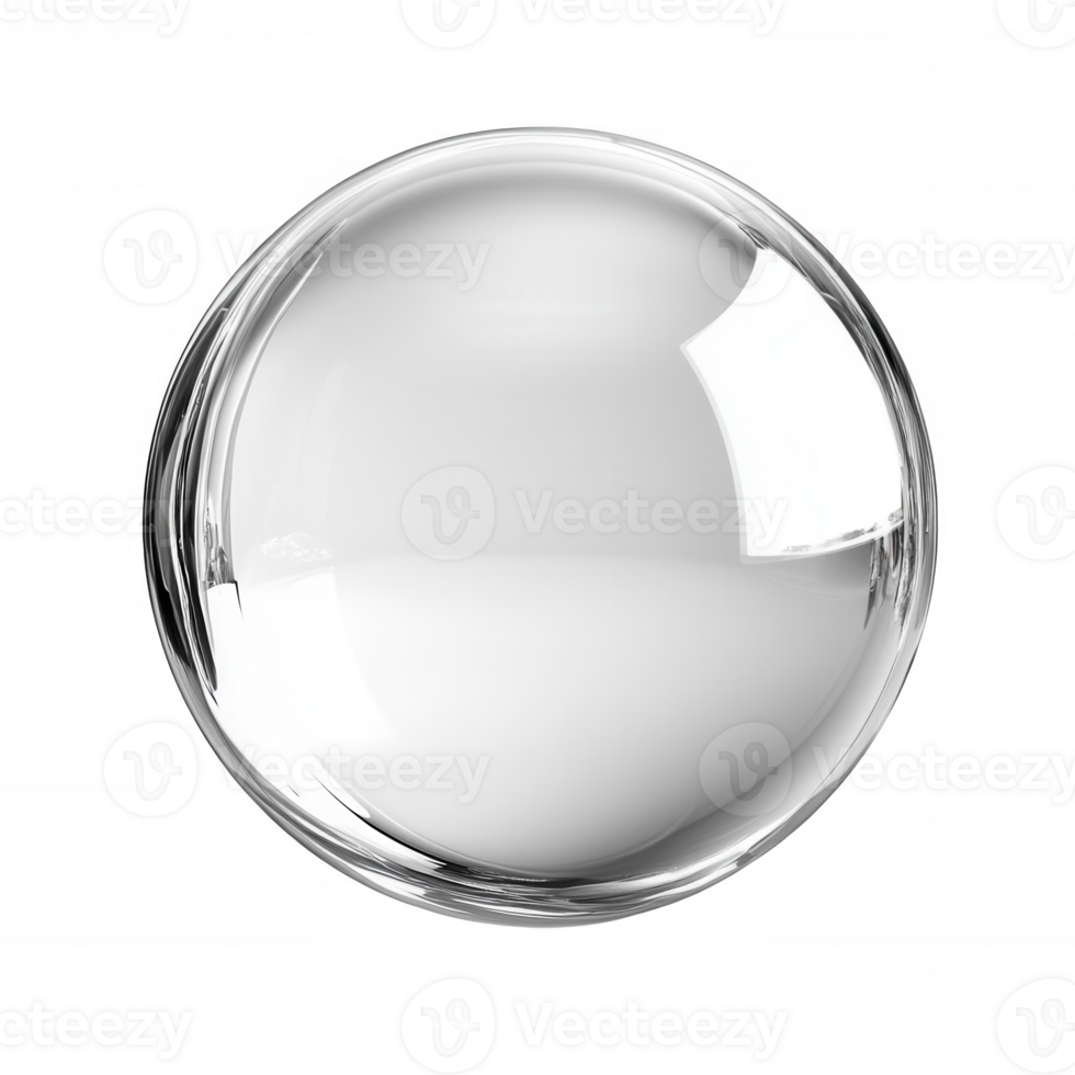 A clear, reflective sphere showcasing smooth surface and light reflections. png