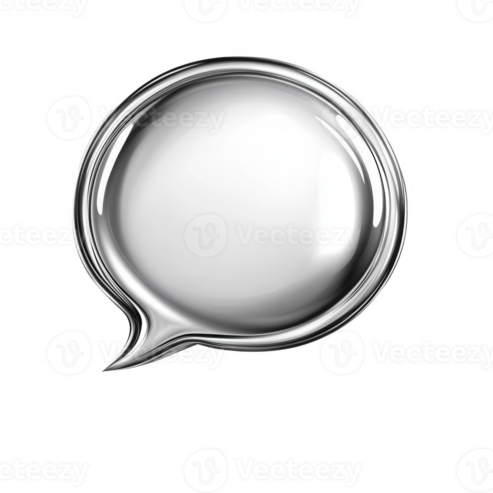 A glossy, metallic speech bubble ideal for dialogue and communication themes. png