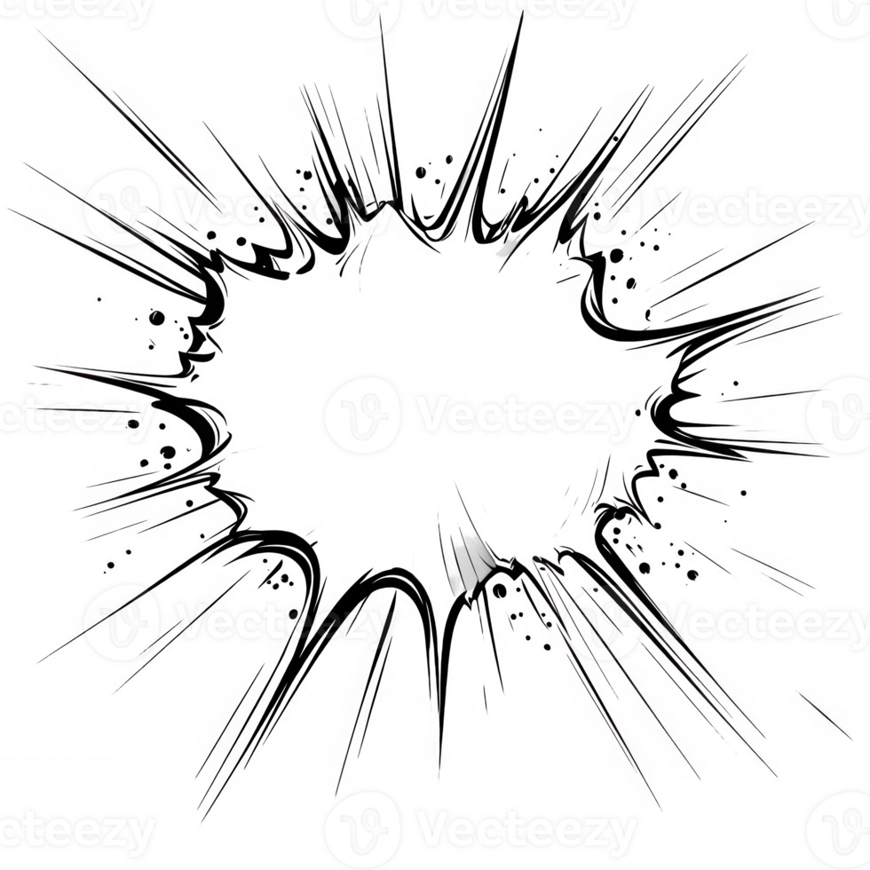 Abstract burst illustration with radial lines in black and white for creative designs. png