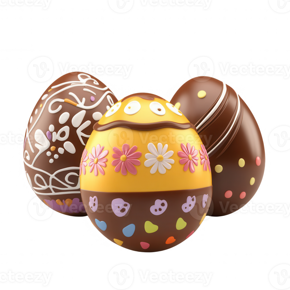Colorful decorative chocolate eggs for festive celebrations and Easter themes. png