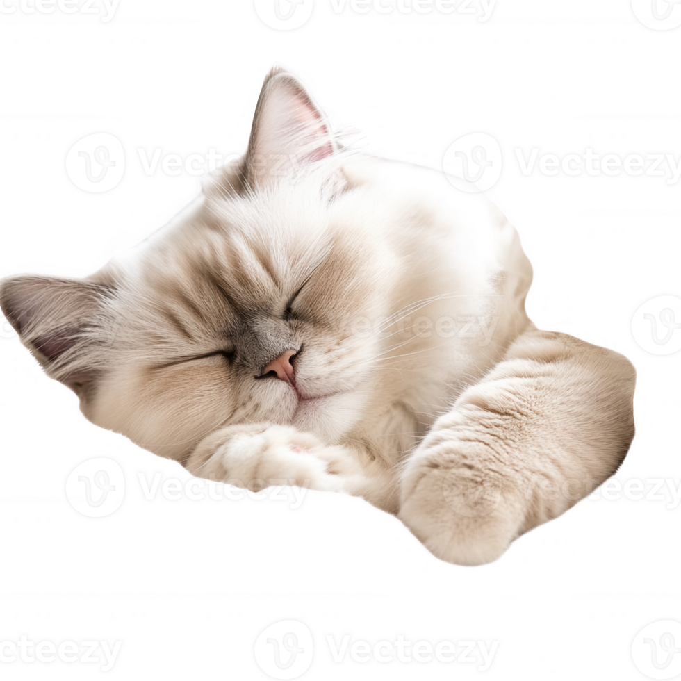 A serene sleeping cat, showcasing the beauty of relaxation and tranquility. png