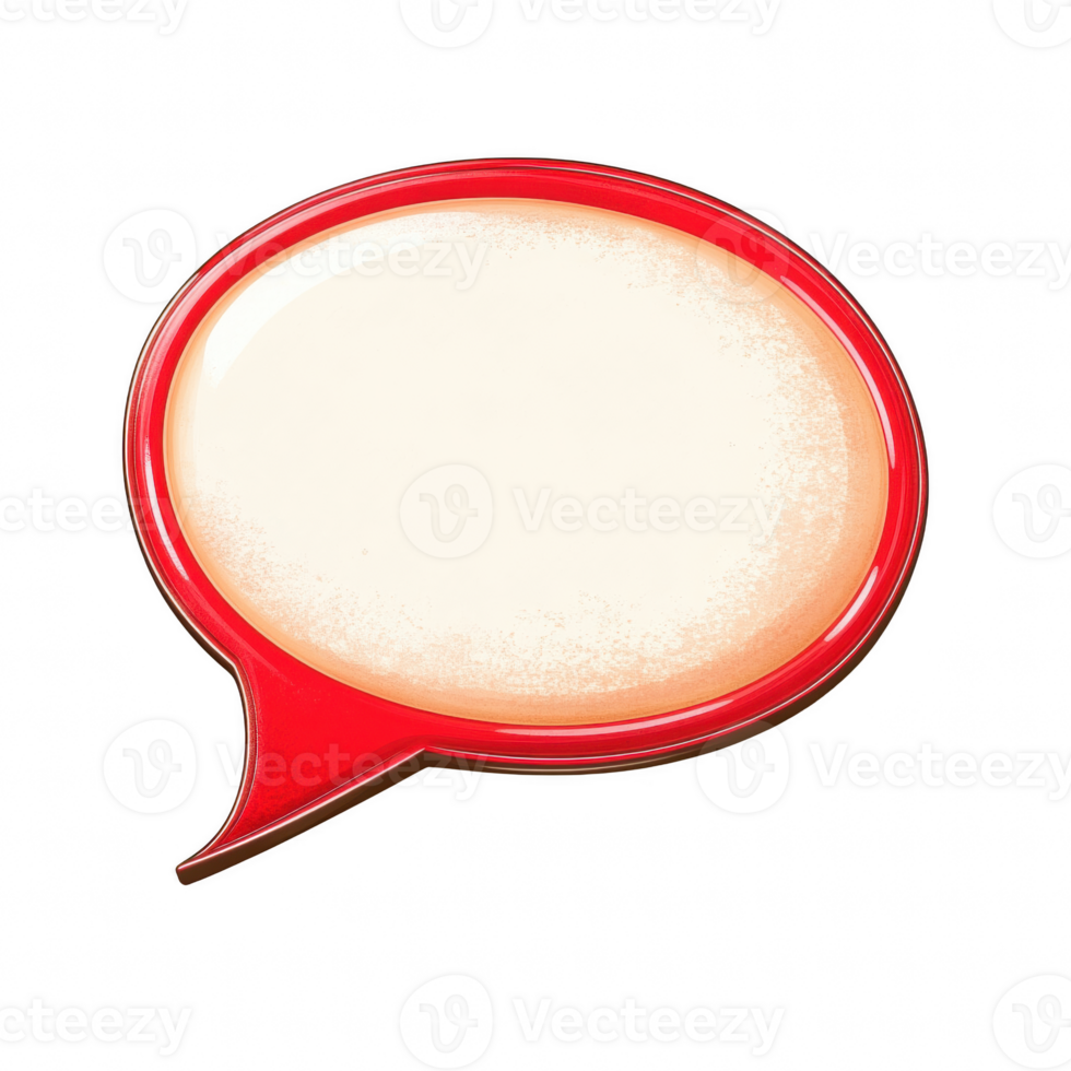 A vibrant red speech bubble ready for text input, ideal for digital communication. png