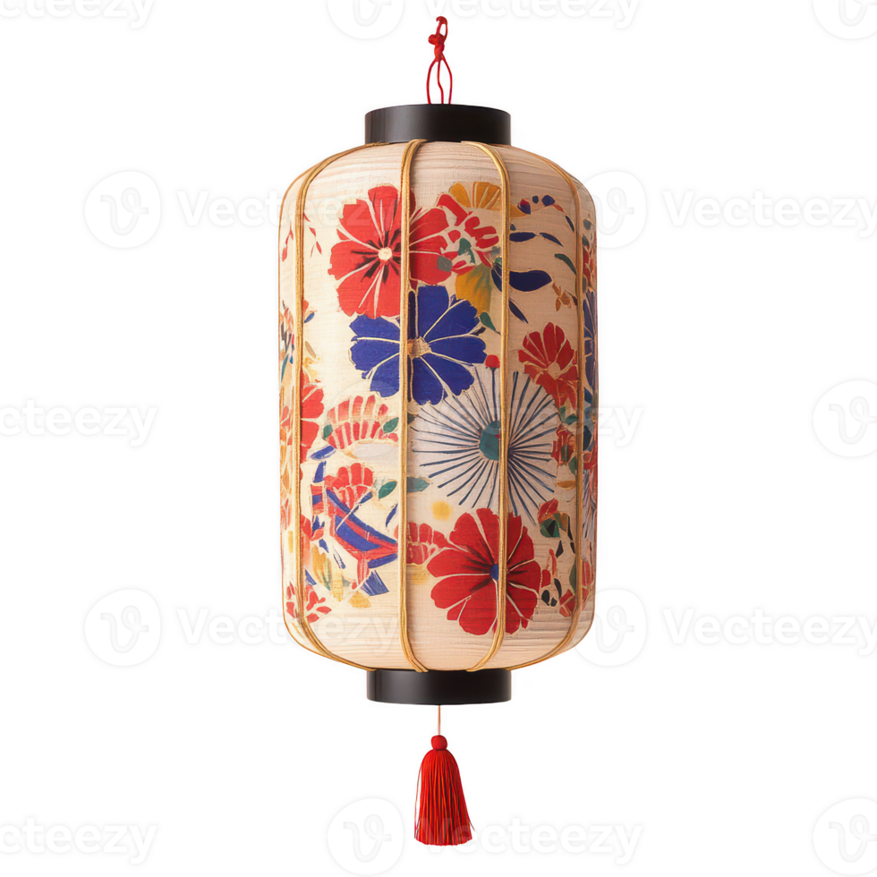 A vibrant, floral-patterned paper lantern adding beauty to any space. png