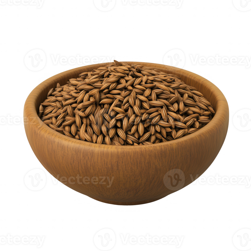 A wooden bowl filled with aromatic seeds, perfect for culinary use and flavor enhancement. png