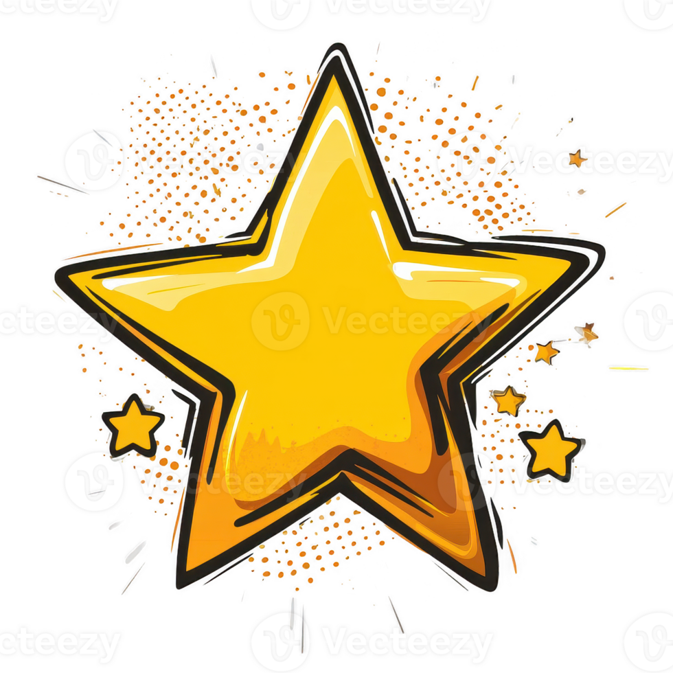 A vibrant yellow star graphic with a dazzling explosion effect behind it. png