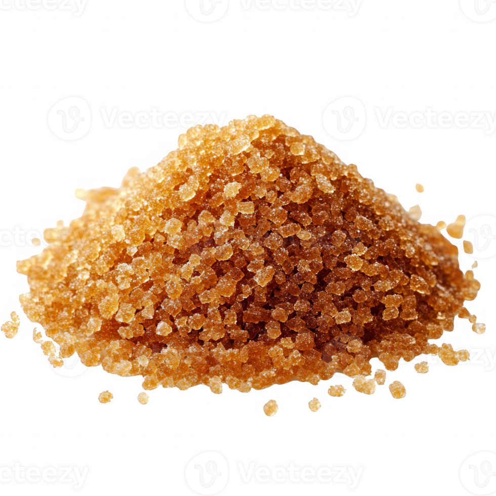 Close-up of a pile of golden brown sugar crystals for culinary use. png