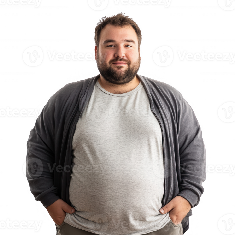A confident man standing with hands in pockets, showcasing a casual and friendly demeanor. png
