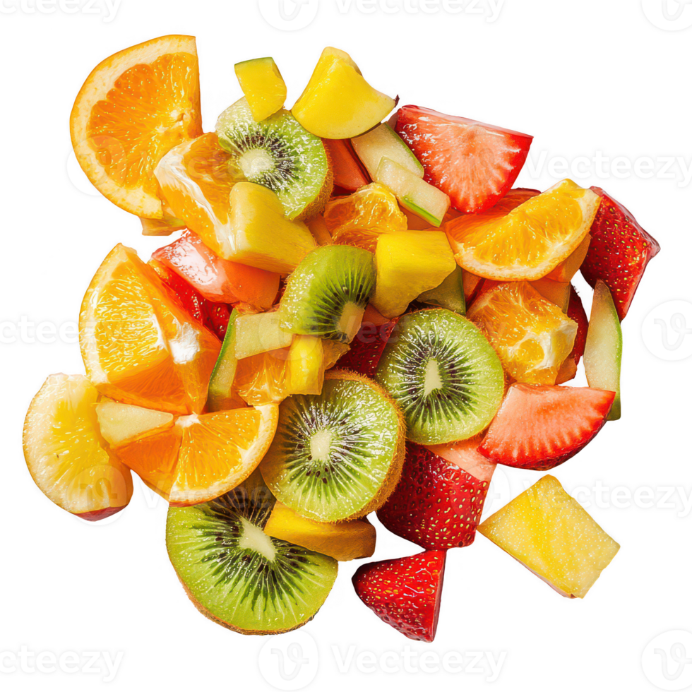 A vibrant assortment of fresh fruits arranged beautifully on a white background. png