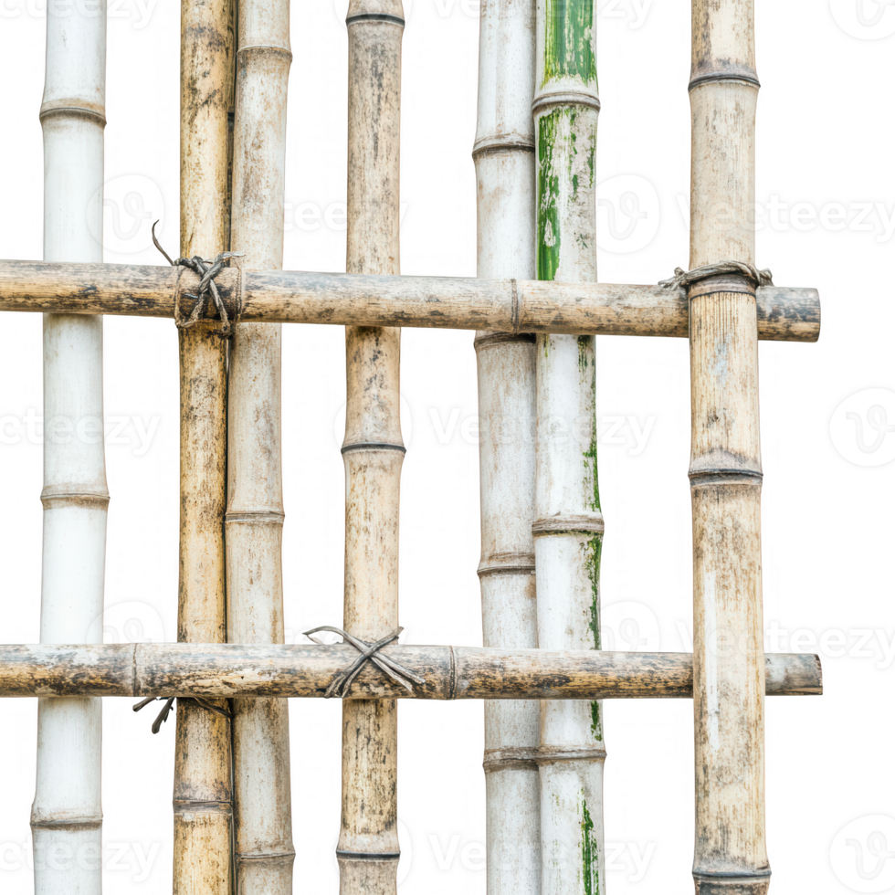 A close-up view of bamboo structures showcasing their natural texture and color variations. png