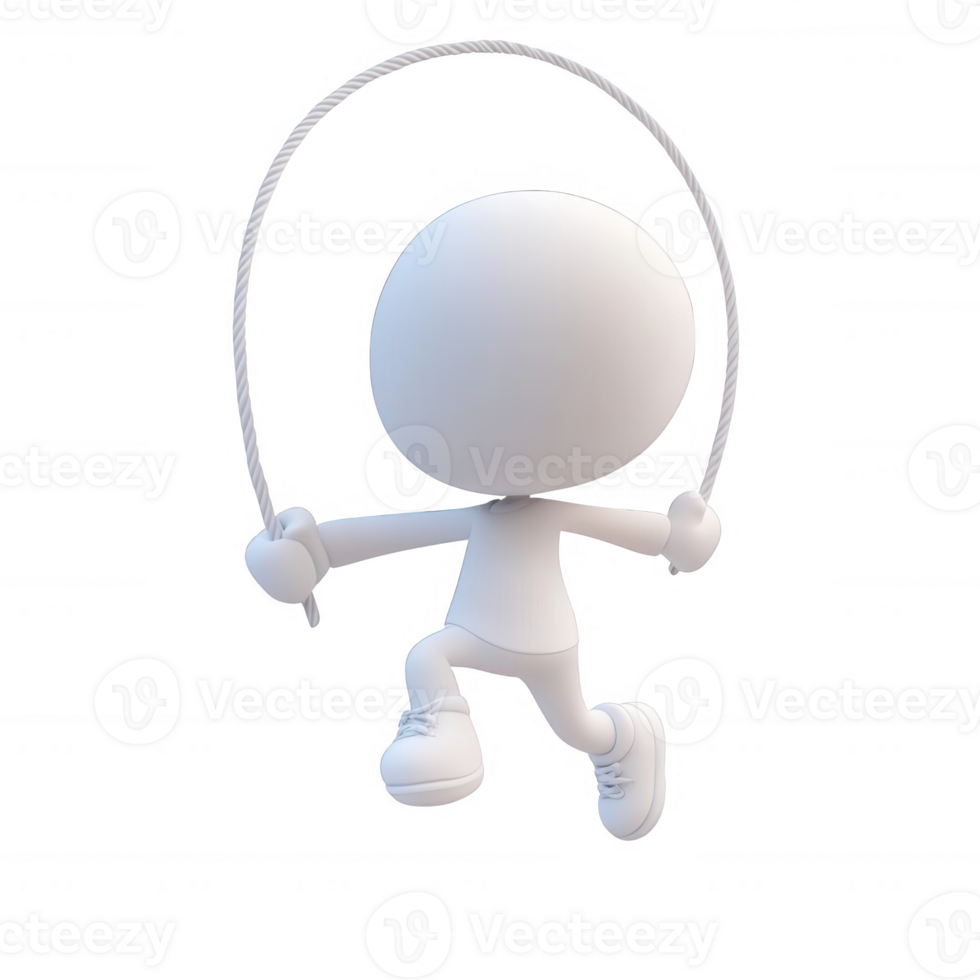 A playful character skipping rope, showcasing fun and fitness in a lively manner. png