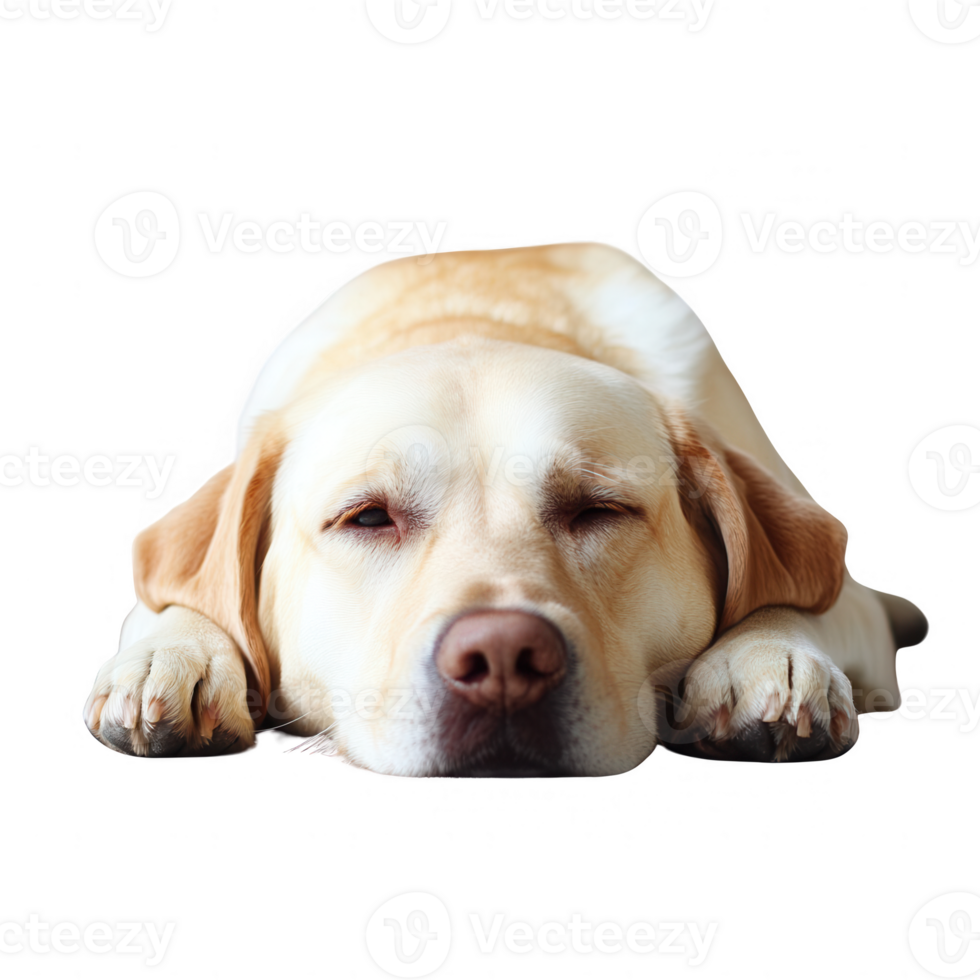 A peaceful Labrador retriever laying down, exuding a calm, relaxed demeanor. png