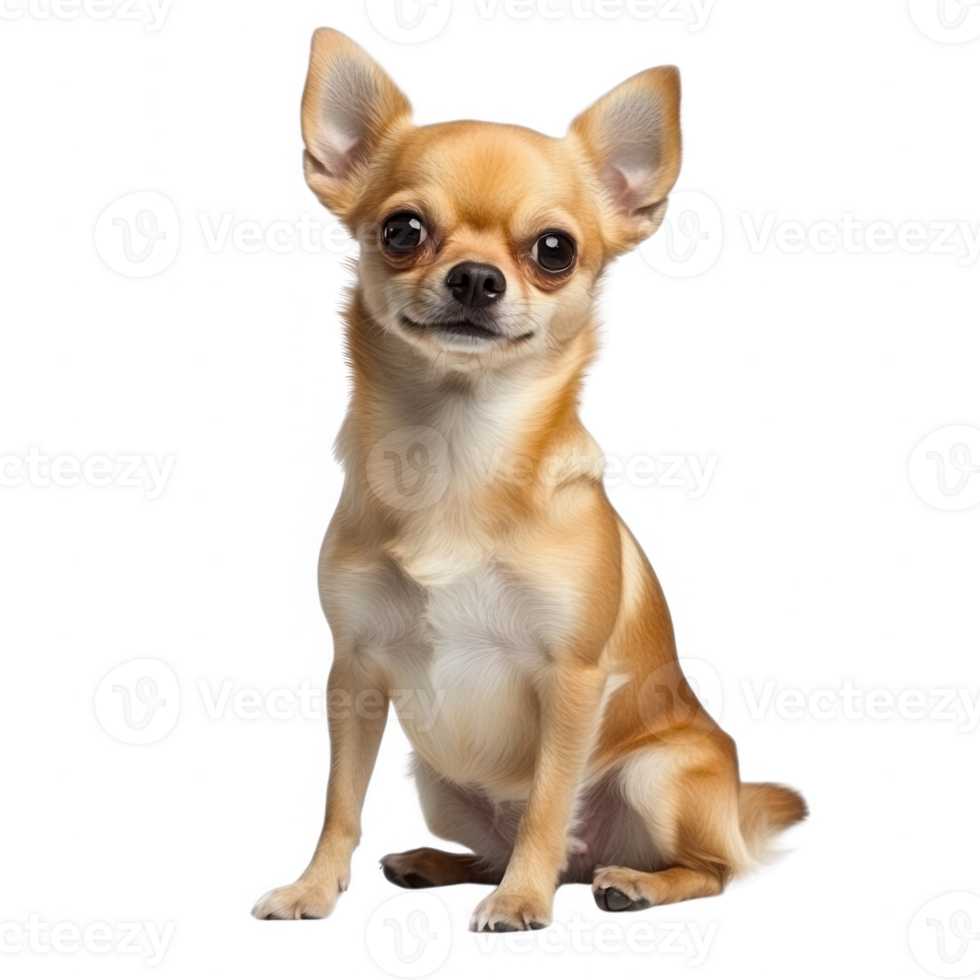 A charming Chihuahua dog sitting confidently with a playful expression. png