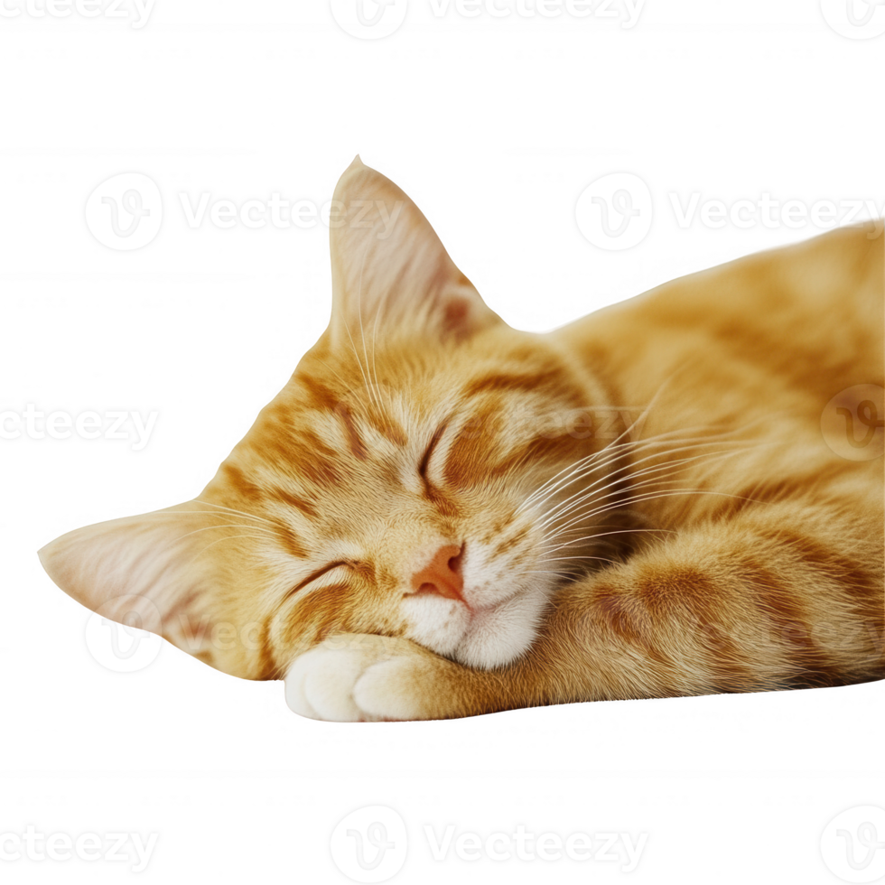 A peaceful orange tabby cat sleeping soundly, radiating warmth and tranquility. png