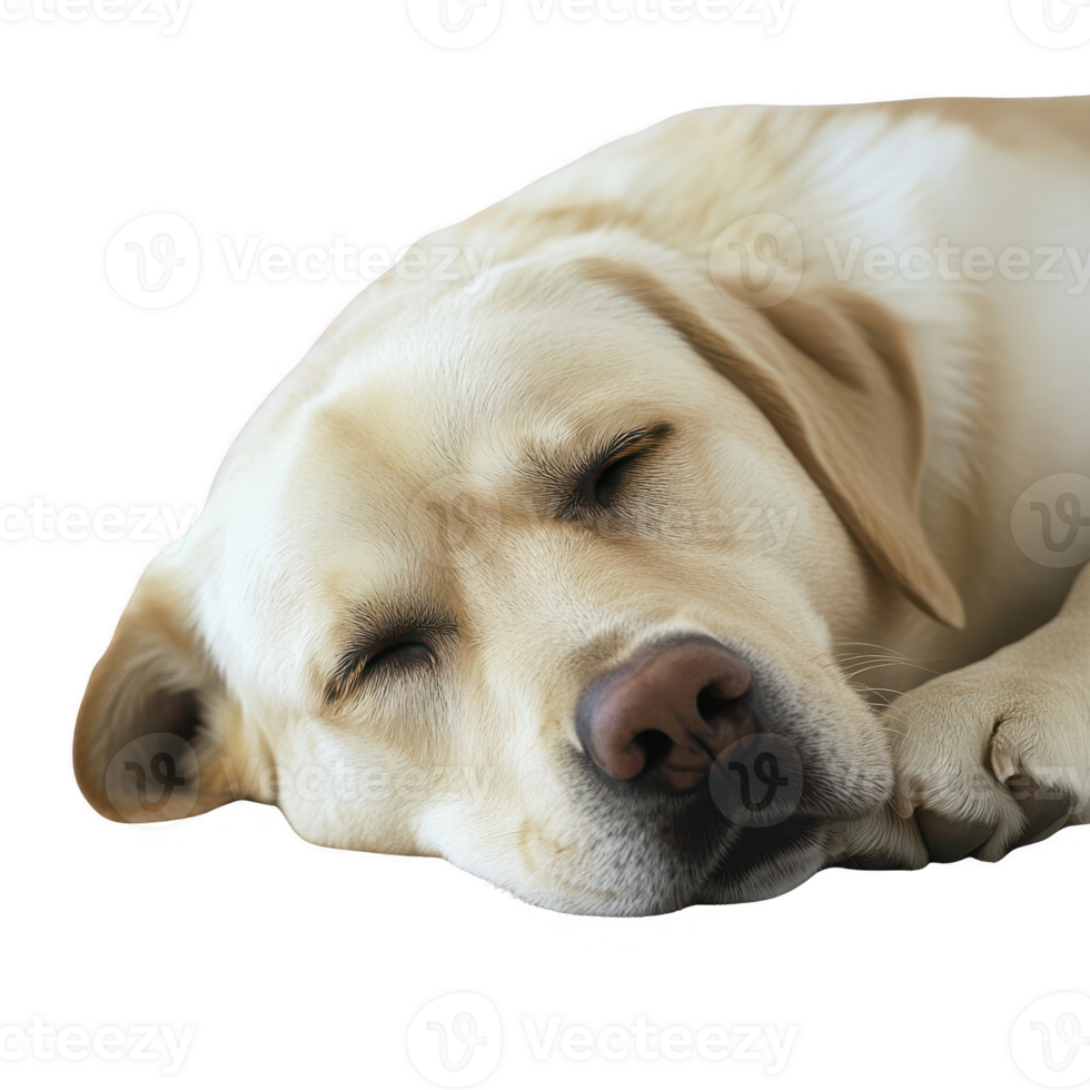 A peaceful sleeping Labrador retriever, showcasing serenity and comfort. png
