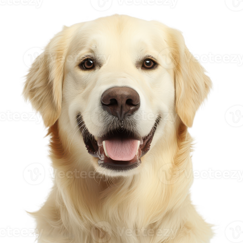 A friendly golden retriever dog with a cheerful expression. png