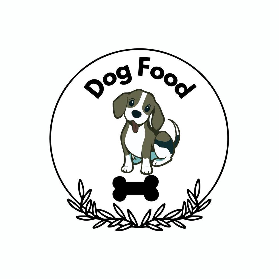 a dog food logo with a bone in the middle vector