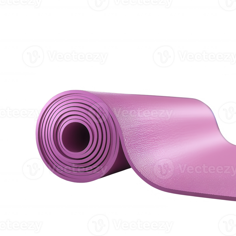 Colorful yoga mat rolled up, ideal for fitness and relaxation practices. png
