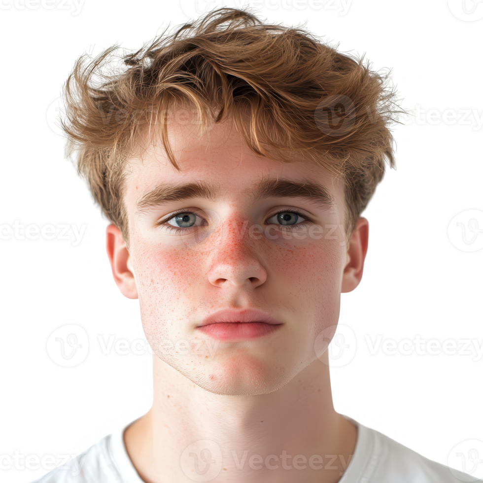 A young man with natural features and a neutral expression, ideal for diverse uses. png