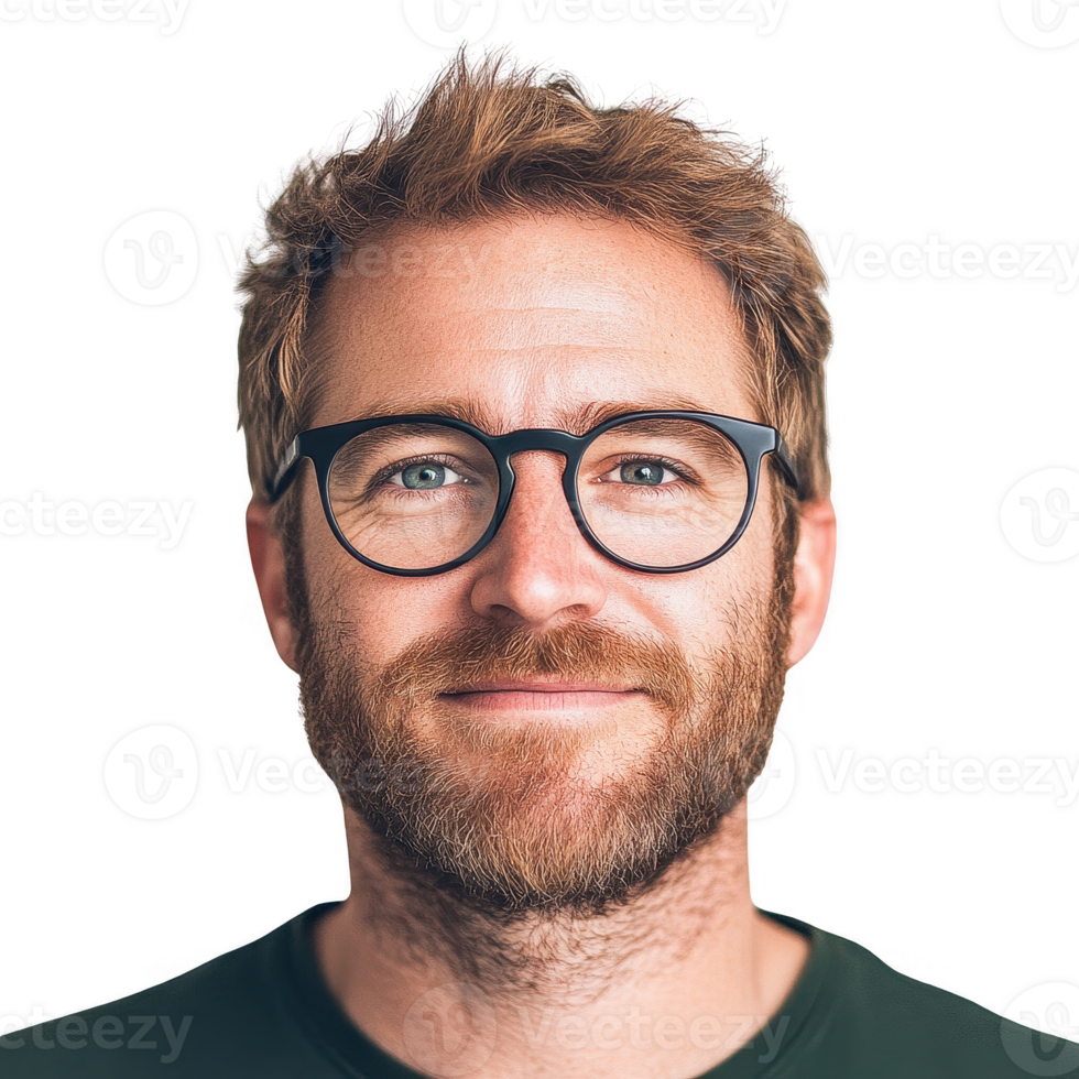A smiling man with glasses, showcasing a friendly and approachable demeanor. png