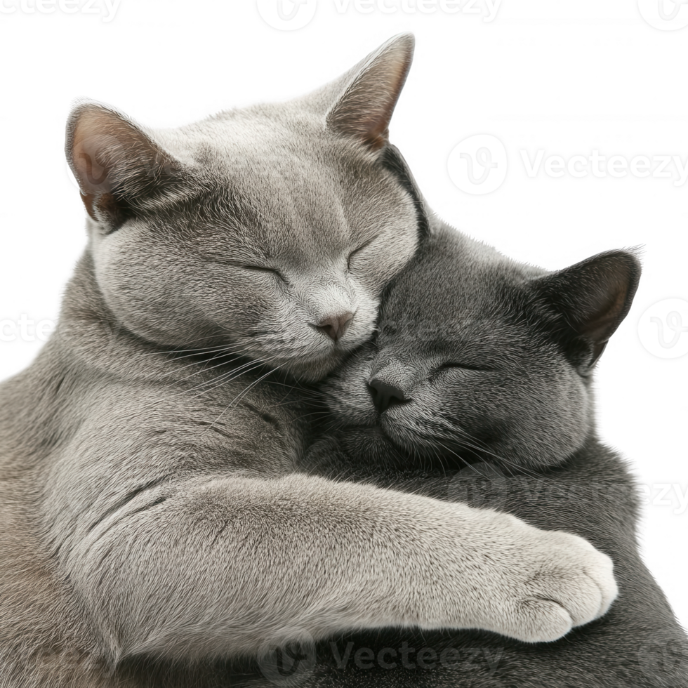 Two adorable cats embracing each other in a moment of pure affection and companionship. png