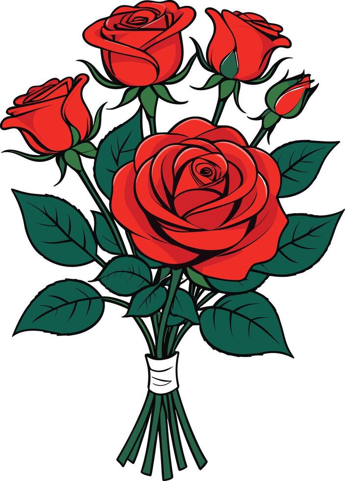 Elegant red rose bouquet for romantic occasions and celebrations vector
