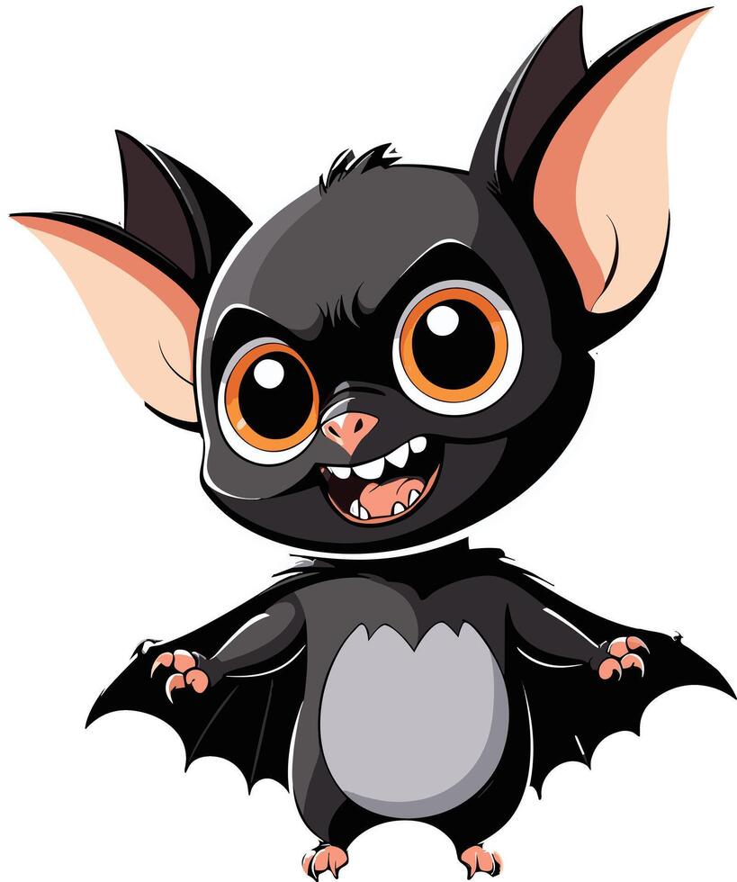 Cute cartoon bat character with big eyes and a mischievous grin vector