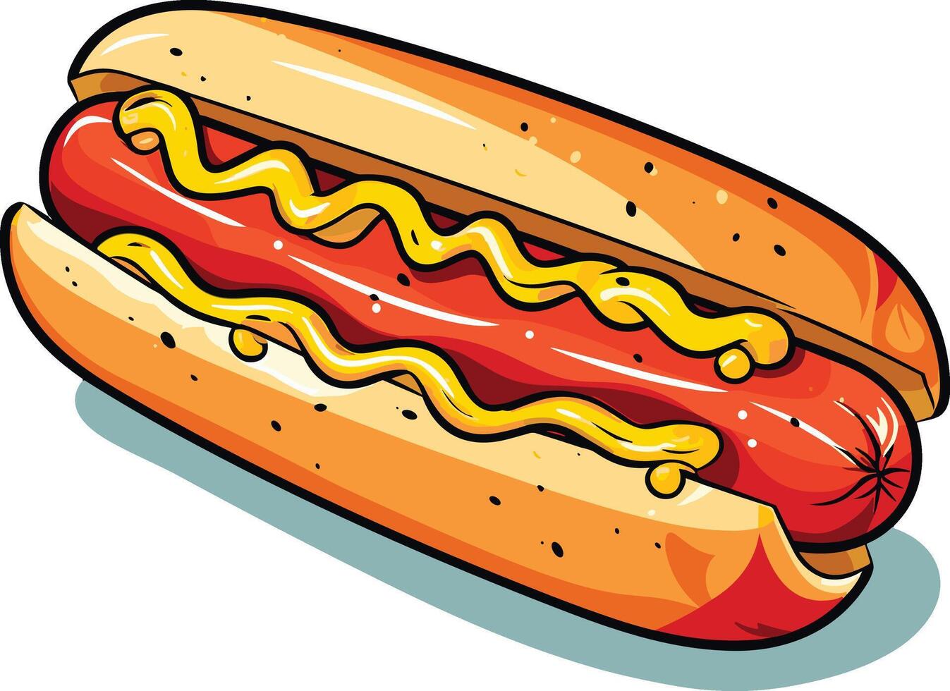 Delicious hot dog with mustard and ketchup ready to be enjoyed vector