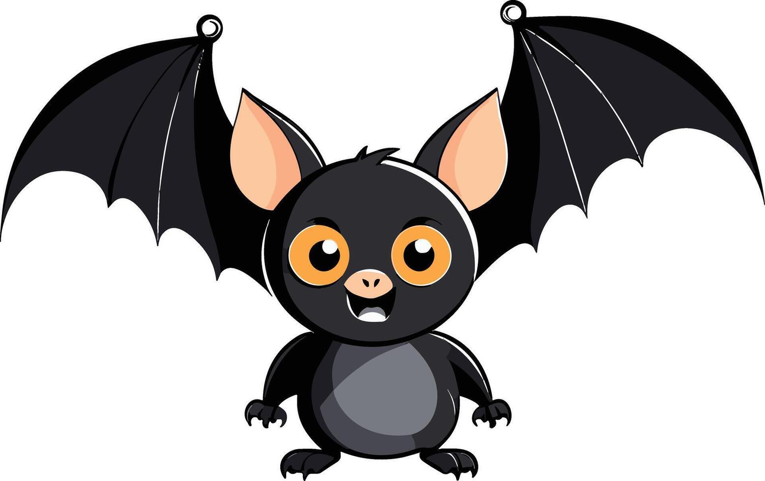 Cute cartoon bat with large wings and expressive eyes vector