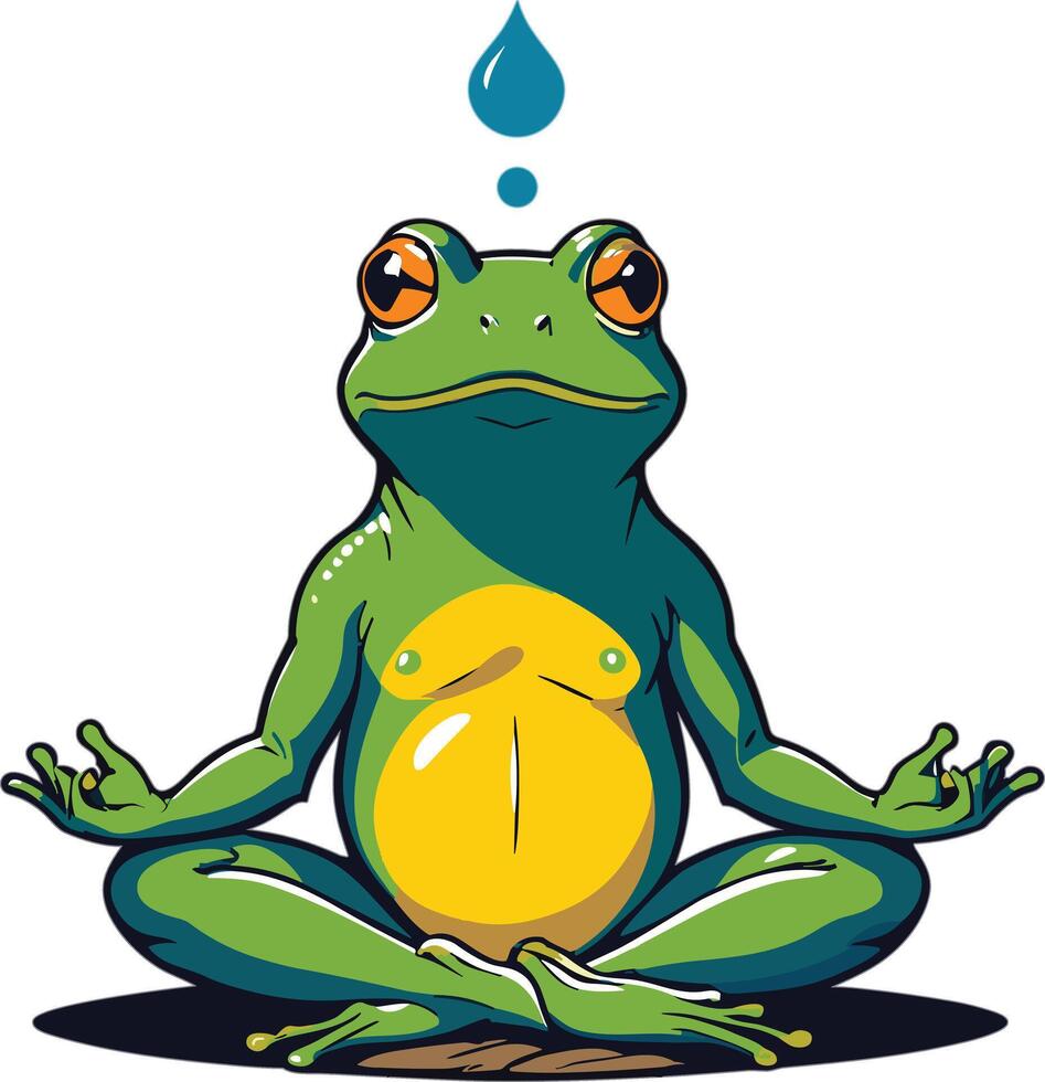 Frog in meditation pose symbolizes calmness and inner peace vector