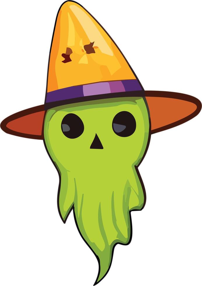 Fun cartoon ghost with a witch hat ready for Halloween celebration vector