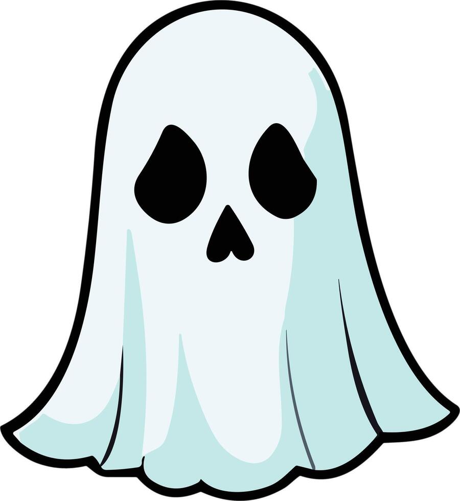 Friendly ghost wearing a sheet with black eye holes and mouth vector
