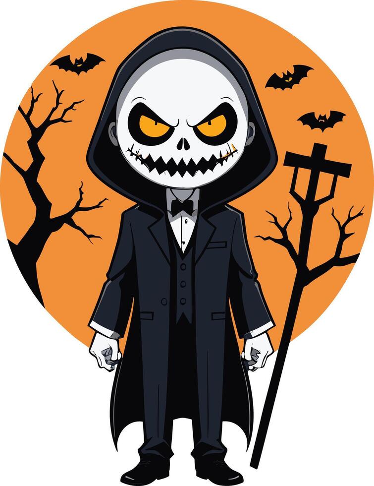 Halloween character with a spooky vibe in a dark setting vector