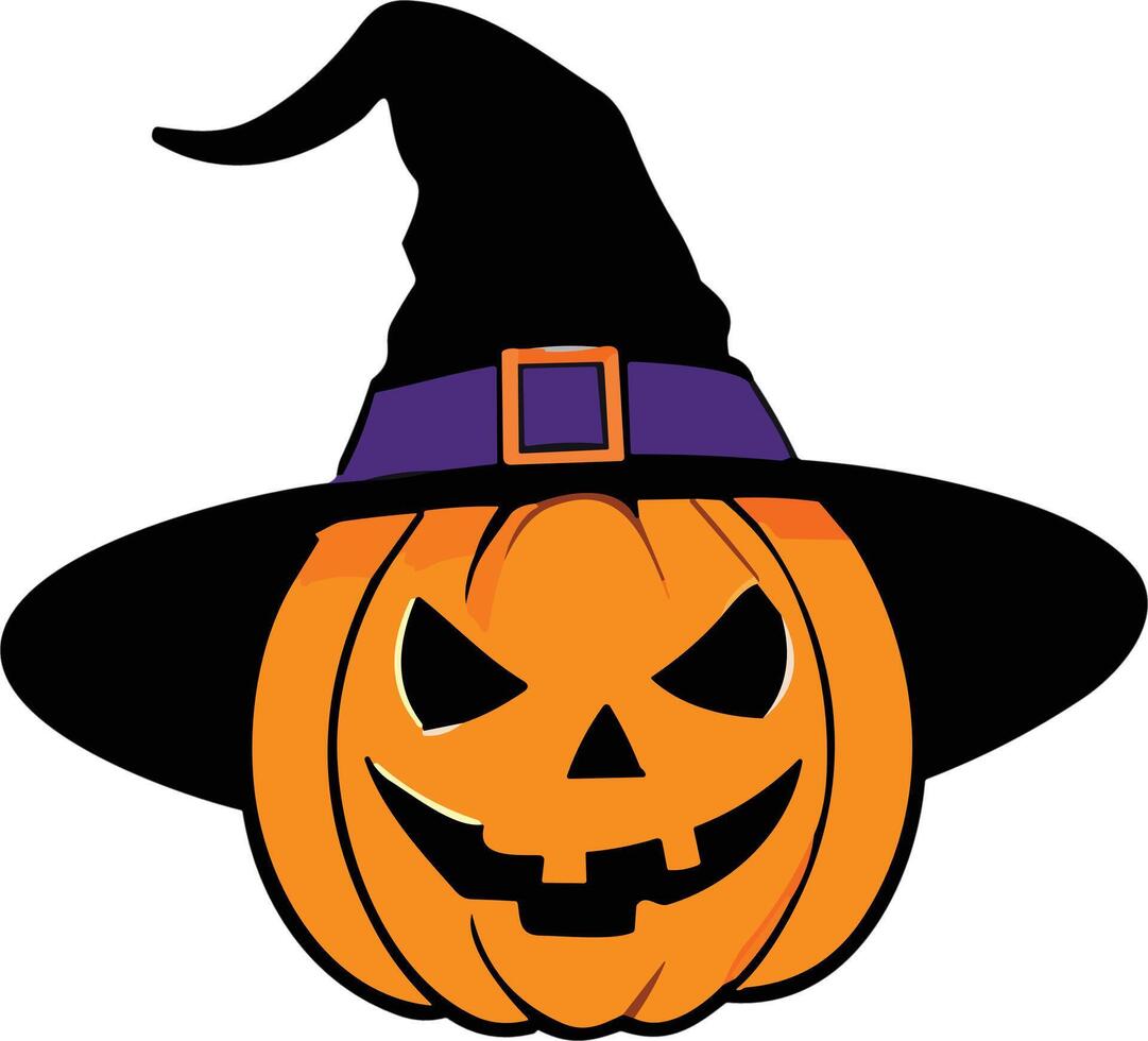 Pumpkin with witch hat for Halloween celebration decoration vector