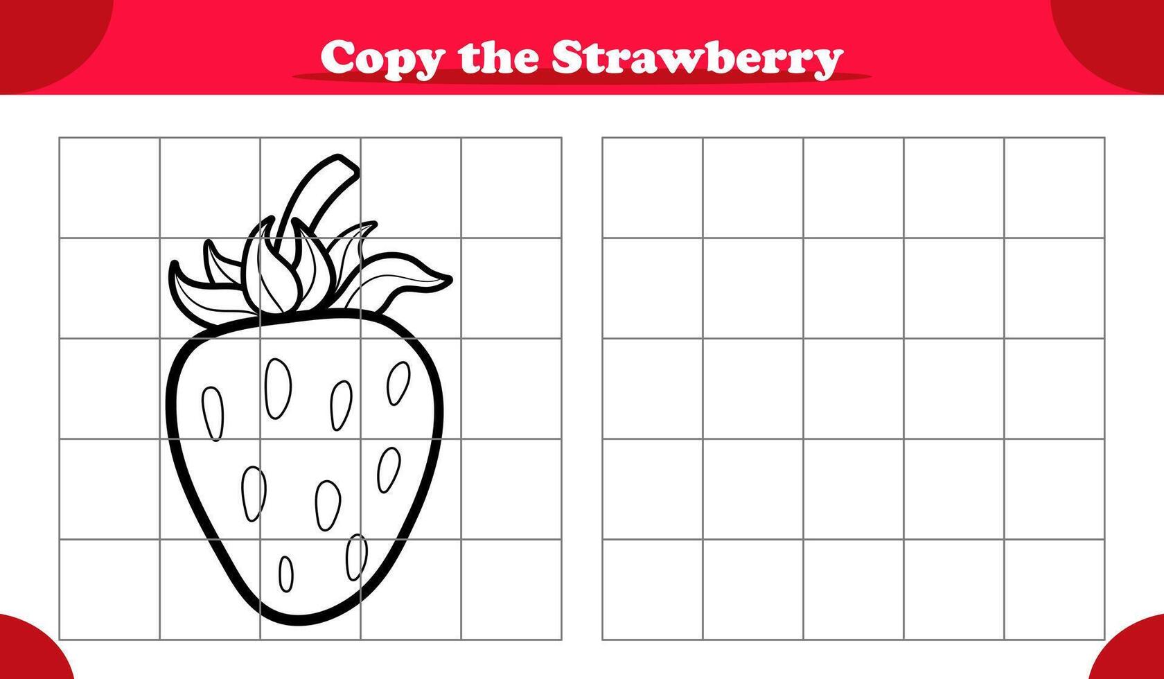 Copy the picture activity game for kids featuring strawberry fruit vector