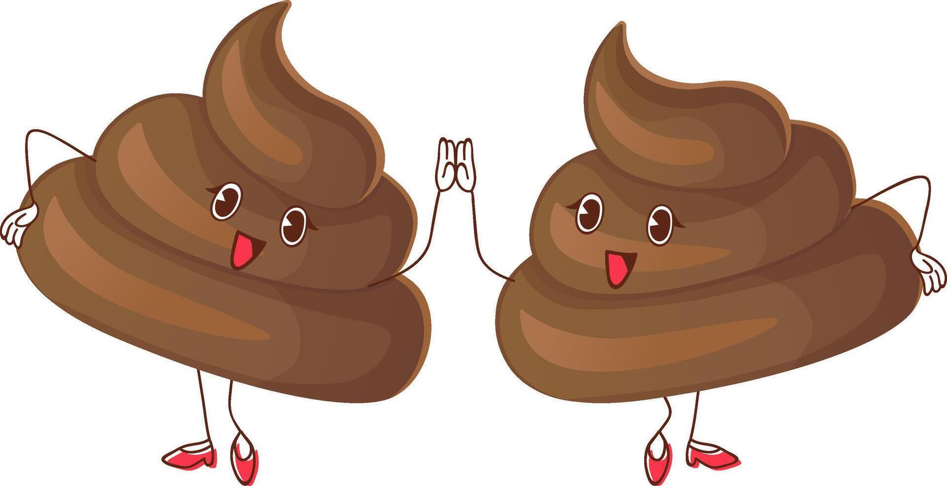 Poop ironic character shy closing its eyes. Can be used for stickers. Stock illustration isolated on white background in flat cartoon style. vector