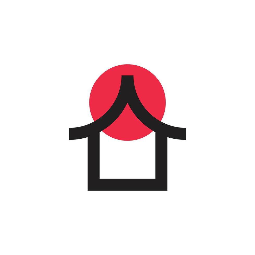 Logo japanese building with sun and blank background vector