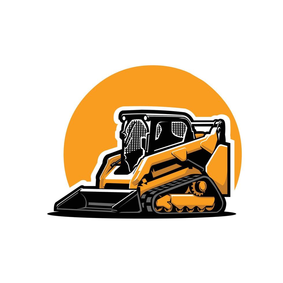 Skid Steer Track Loader Art Illustration Isolated. Best for Construction and Excavating Related Industries vector
