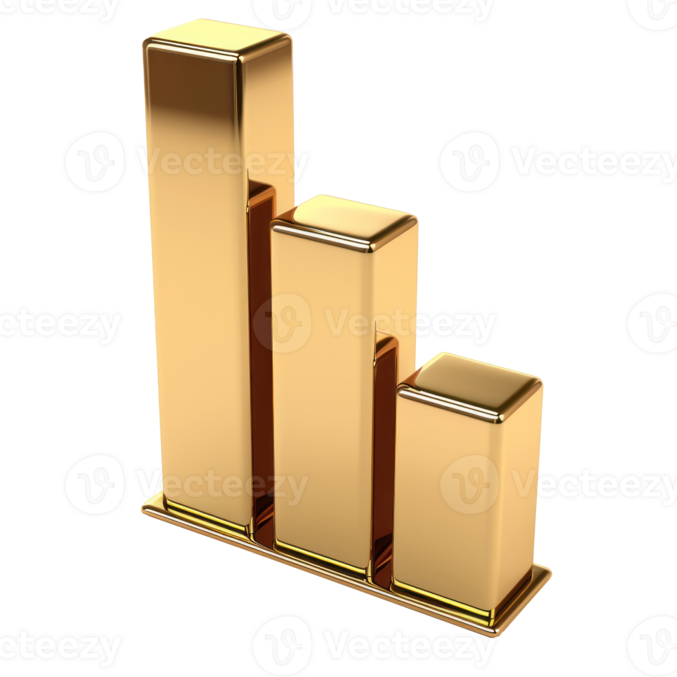 a bar chart with 3 bars the bars are gold on a white background, all bars the same height png
