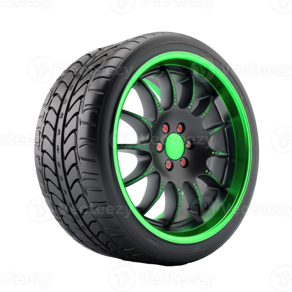 racing car wheels with green without background png