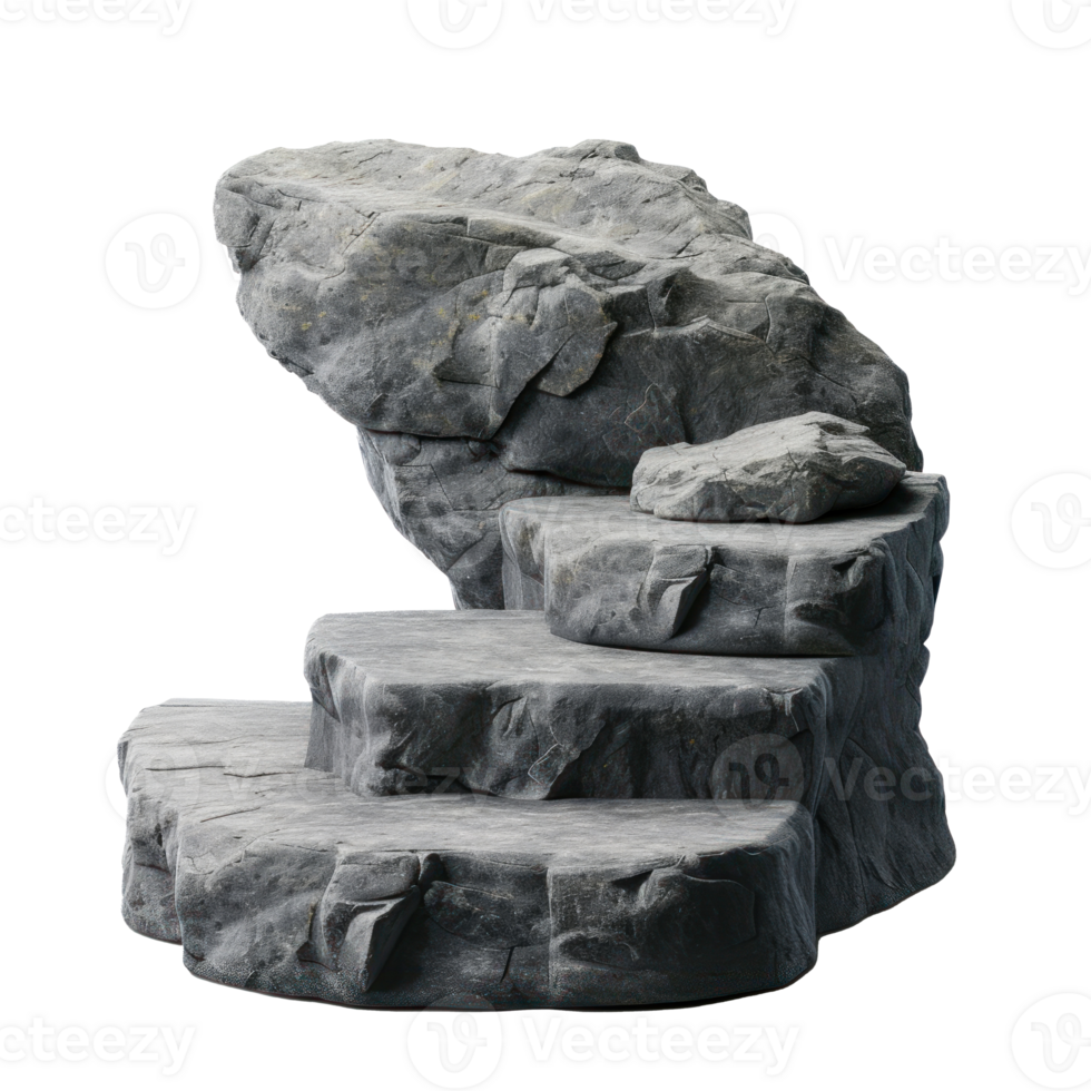 a stone staircase with a rock on top png