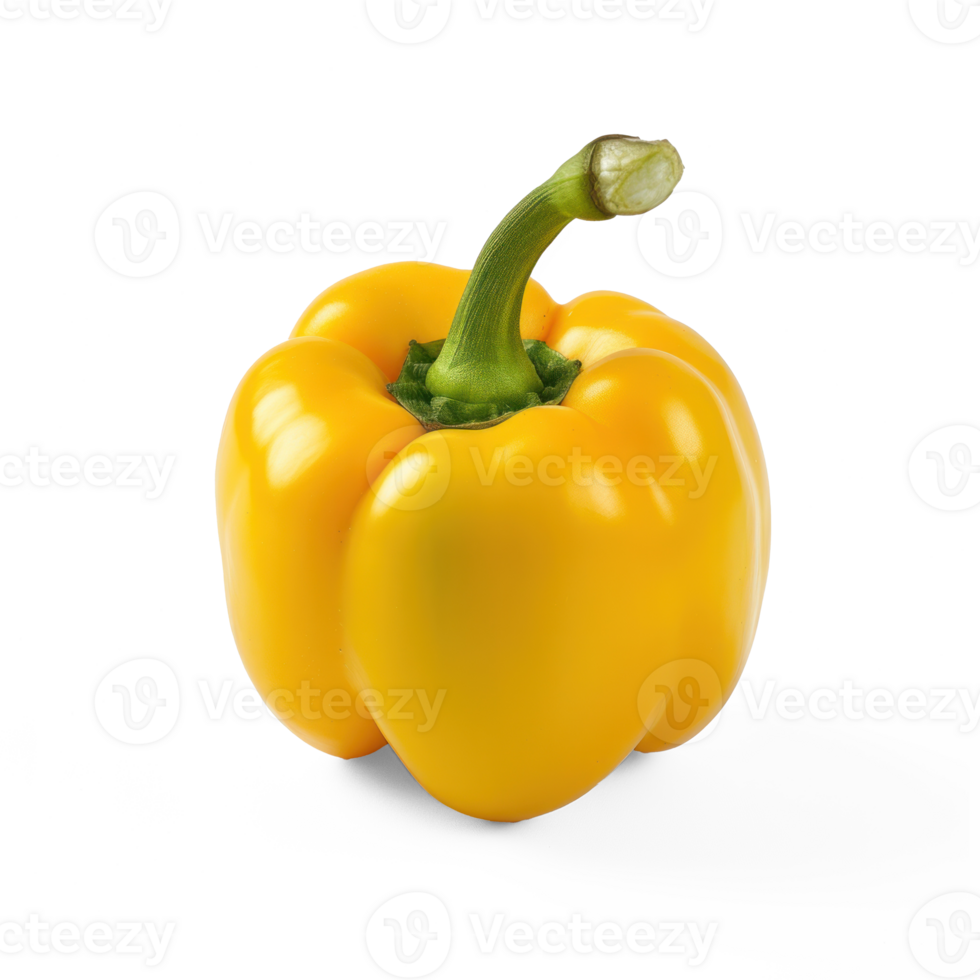 yellow pepper, real photo, photorealistic, stock photography style, transparent background png