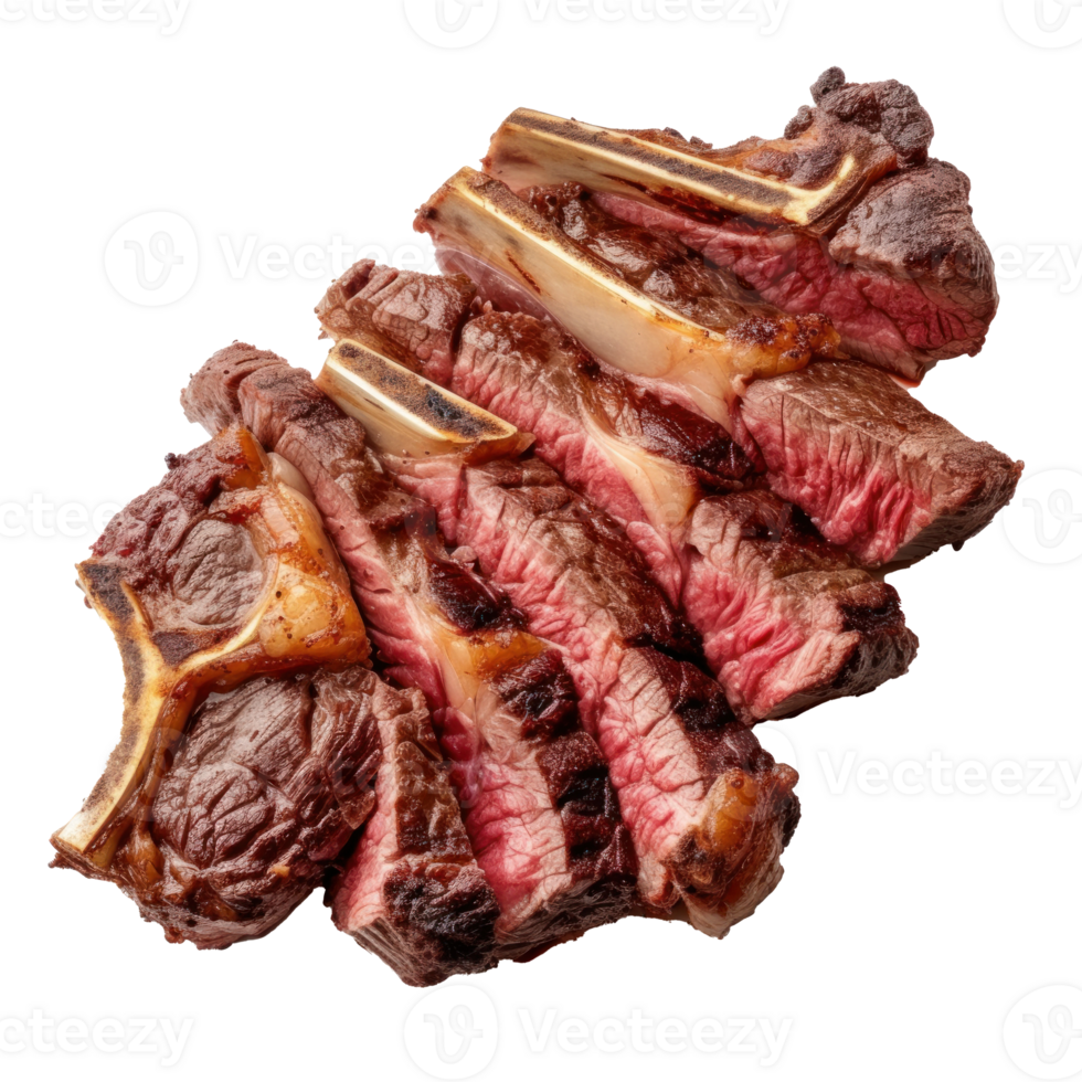 Barbecue sliced rib eye Tomahawk beef steak Transparent background png
