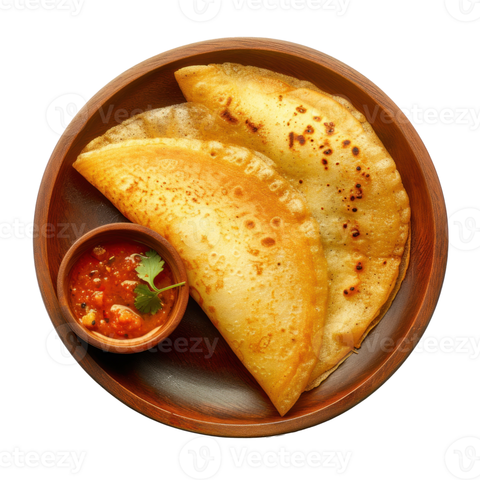 dosa on autentic plate. Simple. Detail. Isolated transparent background png