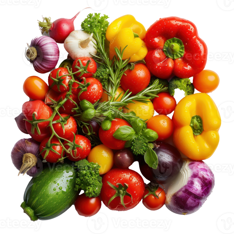 Veggie Filled with various vegetables. food plating by Ferrin Adria5 aspect ratio and rendered high resolution texture ray tracing isolated transparent background png