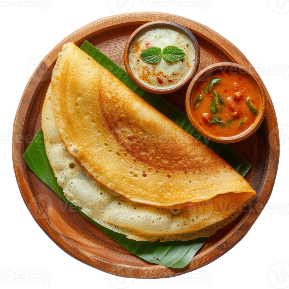 dosa on autentic plate. Simple. Detail. Isolated transparent background png